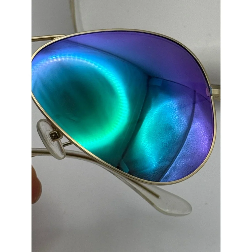 AQS Women Aviator Sunglasses Gold Purple Teal Mirrored‎ Lens with Case & Cloth